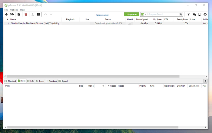 uTorrent Default View