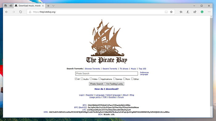The Pirate Bay Edge Browser