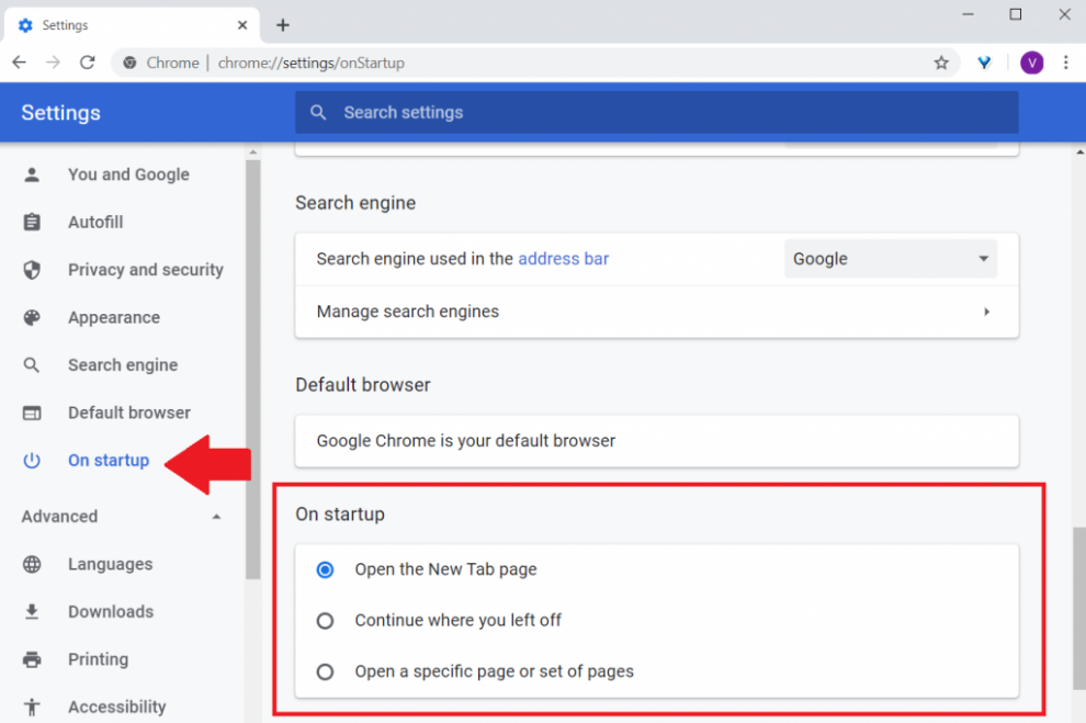 how to set google chrome as default on startup page how to set google chrome as default on startup page